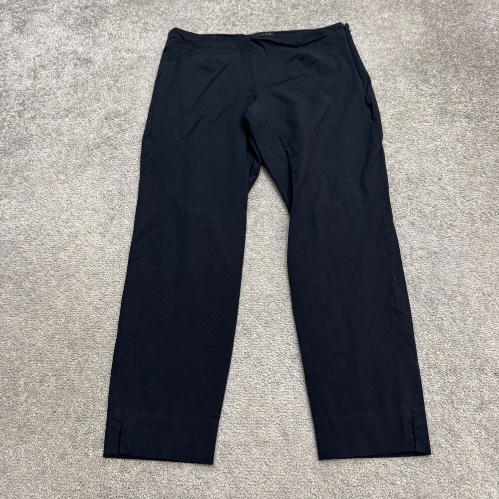 Theory Belisa Monaco Slim Fit Ankle Pants Womens 10 Navy Blue Side Zip Stretch